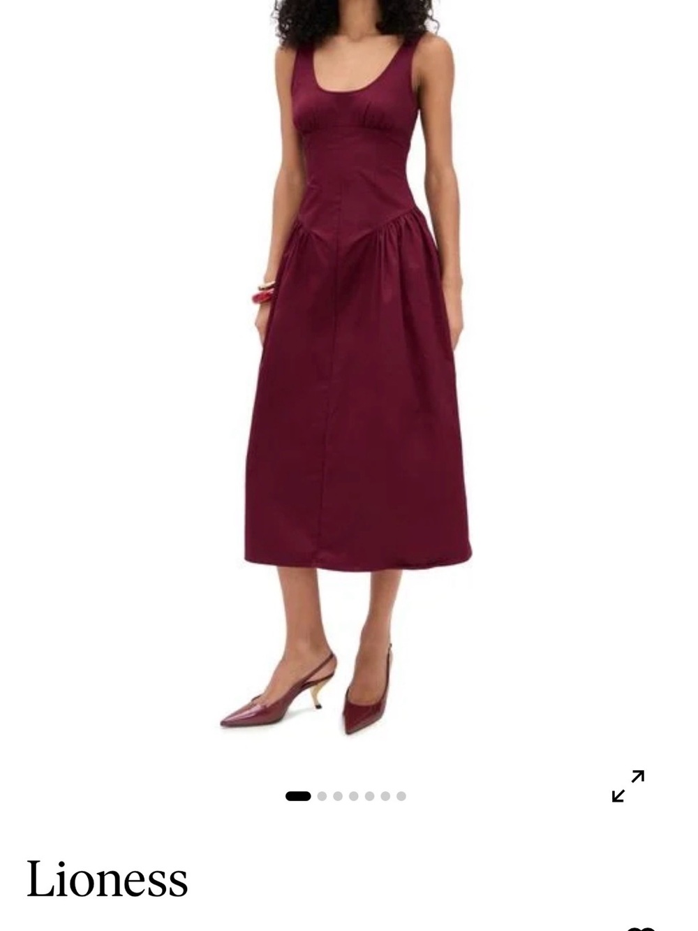 Lioness Wine-Burgundy Scoop-Neck Midi Dress